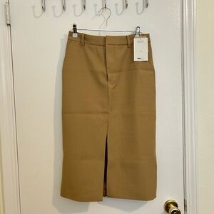 MOTF Camel High-Waist Pencil Skirt with Front Slit size S